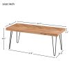 Modern Coffee Table, Easy Assembly Tea Table Cocktail Table w/Chevron Pattern & Metal Hairpin Legs, Nature Rough