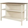 TOPMAX Solid Wood Rustic 45 Stationary Kitchen Island, Rubber Butcher Block