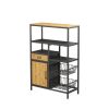 Multipurpose Bookshelf Storage Rack, with Drawer Cabinet and Two Storage Baskets,for Living Room,Home Office,Kitchen