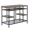 Kitchen Island Rustic Oak and Black Finish