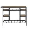 Kitchen Island Rustic Oak and Black Finish