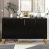TREXM Modern sideboard with Four Doors; Metal handles & Legs and Adjustable Shelves Kitchen Cabinet (Black)