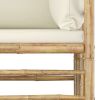 12 Piece Patio Lounge Set with Cream White Cushions Bamboo