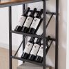 Bar table with bottle holder and glass holder;  multifunctional high bar table;  can hold 8 bottles of wine and 9 glasses;  with side storage.