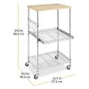 Supreme Kitchen Storage Microwave Cart - Wood & Chrome