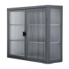 Retro Style Haze Double Glass Door Wall Cabinet With Detachable Shelves for Office, Dining Room,Living Room, Kitchen and Bathroom Grey Color