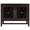 U-style Wood Storage Cabinet with Doors and Adjustable Shelf; Entryway Kitchen Dining Room; Brown