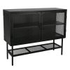 Double Mesh Door Storage Cabinet with Adjustable Shelf and Feet Cold-Rolled Steel Sideboard Furniture for Living Room Kitchen Frosted Black