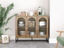 Storage Cabinet with Glass Door; Sideboard Buffet Cabinet for Kitchen; Dining Room; Walnutcolor