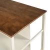 TOPMAX Solid Wood Rustic 45 Stationary Kitchen Island, Rubber Butcher Block