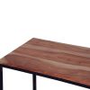 48; 27 Inch 2 Piece Rectangular Wood Nesting Coffee and End Table Set; Sled Metal Base; Brown; Black