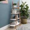 Solid bamboo wood oxford &ldquo;A&rdquo;frame ladder display bookshelf