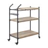 Brantley Serving Cart in Oak &amp; Sandy Black Finish AC00754