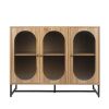 Storage Cabinet with Glass Door; Sideboard Buffet Cabinet for Kitchen; Dining Room; Walnutcolor