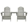 Patio Adirondack Chairs with Tea Table Solid Fir Wood Gray