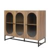 Storage Cabinet with Glass Door; Sideboard Buffet Cabinet for Kitchen; Dining Room; Walnutcolor