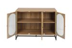 Storage Cabinet with Glass Door; Sideboard Buffet Cabinet for Kitchen; Dining Room; Walnutcolor