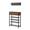 Entryway 4-tier Shoe Rack with Hall Tree;  One Set Entryway Show Rack with Storage and Hooks