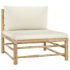 12 Piece Patio Lounge Set with Cream White Cushions Bamboo