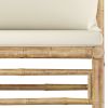 12 Piece Patio Lounge Set with Cream White Cushions Bamboo