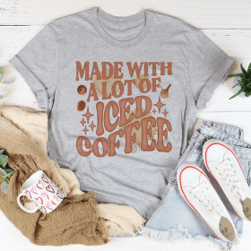 Made With A Lot Of Iced Coffee T-Shirt (Color: Athletic Heather)