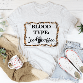 Blood Type Iced Coffee T-Shirt (Color: Ash)
