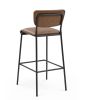 Pu Faux Leather Bar Stools Set of 2, Pub Barstools with Back and Footrest